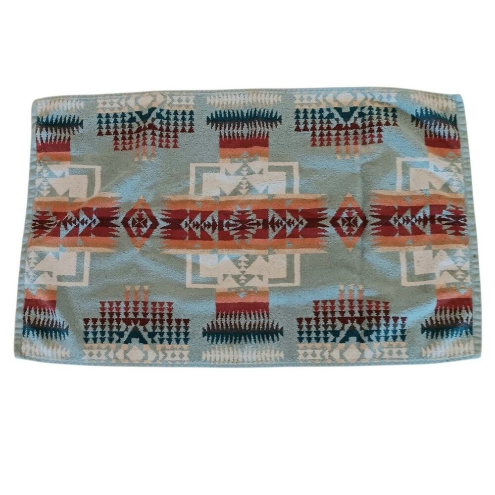 Pendleton Aqua Southwest Hand Towel Chief Joseph Design 27" x 16"